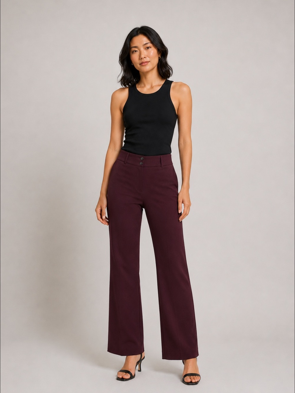 ALFANI Wide Leg Dress Pant in Burgundy (SIZE 2S)